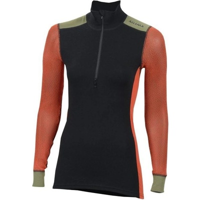 Aclima Hiking Crew Neck shirt Jet Black/Poinciana/Capulet Woman
