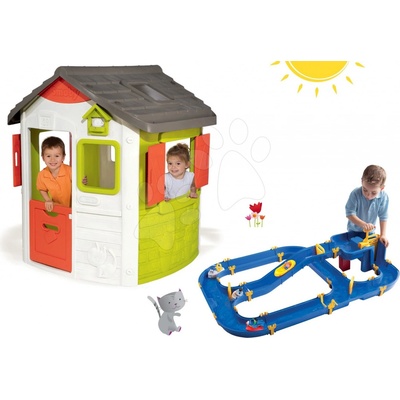 Smoby set domeček Jura Lodge a BIG vodní hra Waterplay Niagara 810500-14