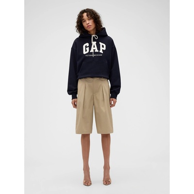 Gap bermuda kraťasy High Rise Pleated × Victoria Beckham hnědá