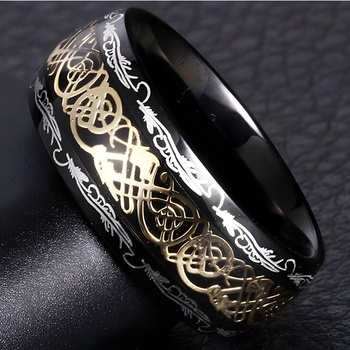 HARAHU Пръстен OR-17128 - Черен / Златен / 55mm KP17128 (OR-17128)