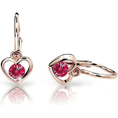 Cutie Jewellery detské náušnice z ružového zlata C1943-10-X-4 červená