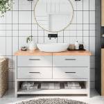 vidaXL Плот за баня светлокафяв 140x50x(2-6) см обработено дърво масив (3156150)