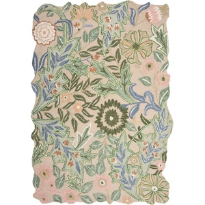 Flair Rugs Зелен ръчно изработен вълнен килим 160x230 cm Bryony Shaped Floral - Flair Rugs (503119377403)