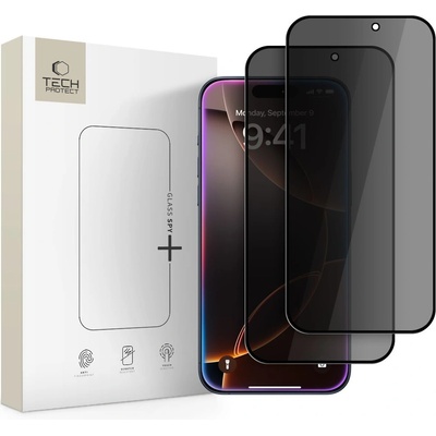 Tech-Protect 2x Стъклен протектор за iPhone 16 Pro / 17 / 17 Pro от Tech-Protect Anti Spy Glass Pro+ - Privacy (5906302319305)