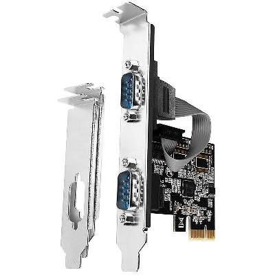 PCI-Express card with two 250 kbps serial ports. ASIX AX99100. Standard & Low Profile (PCEA-S2N)