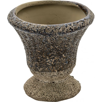 Clayre & Eef Keramický šedý květináč v antickém stylu Declan 9x9 cm