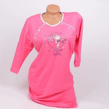 Image 1 of Нощница за бременни и кърмачки в розов цвят с апликация