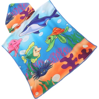 Textilomanie dětské pončo SEA WORLD barevné 60 x 120 cm
