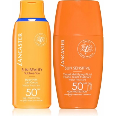 Lancaster Sun Protection set Lancaster Sun Beauty Body Milk mléko na opalování 175 ml + Lancaster Sun Sensitive Tinted Mattifying Fluid zmatňující emulze voděodolná 30 ml