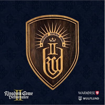 Drakkaria s.r.o. Replika Kingdom Come: Deliverance II Dřevěný štít na stěnu velký
