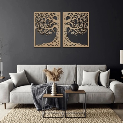 Karls DESIGN Drevený obraz na stenu - Tree OL - ANTRACIT 0164