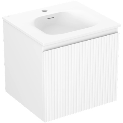 Mexen Rivel шкаф за баня 50 см с мивка Vela, 1 чекмедже, набраздена, бяла мат - 91A20-05047-1-BF01-W23M01 (91A20-05047-1-BF01-W23M01)