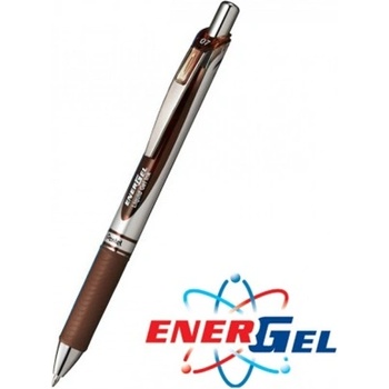 Pentel Автоматичен ролер Pentel Energel BL77, кафяв цвят на писане, дебелина на линията 0.7 mm, гел, сребрист, цената е за 1бр. (продава се в опаковка от 12бр. ) (OK26810)