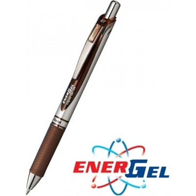 Pentel Автоматичен ролер Pentel Energel BL77, кафяв цвят на писане, дебелина на линията 0.7 mm, гел, сребрист, цената е за 1бр. (продава се в опаковка от 12бр. ) (OK26810)