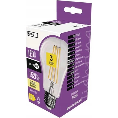 Emos LED žiarovka Filament A67 11W E27 teplá biela