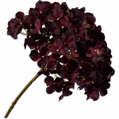 Silk-ka Hortenzia (Hydrangea) – bordová dekoratívna stonka, 50 cm