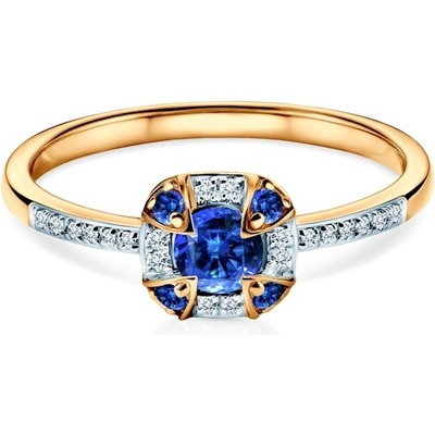 Savicki Prsteň Rosavine dvojfarebné zlato modré zafíry diamanty SAVR98241 Y SA