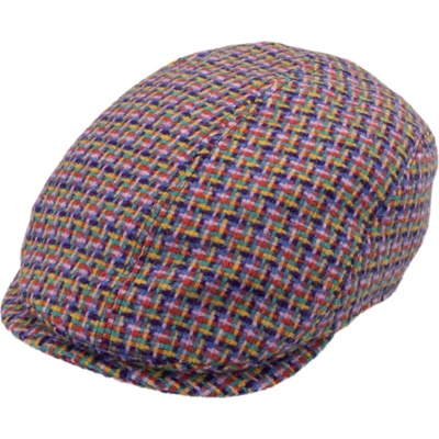 Fiebig Headwear since 1903 Pánská fialová vlněná bekovka Harris Tweed
