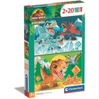 Clementoni Клементони: СуперЦвят Юрски свят - 2 x 20 части пъзел (24810)