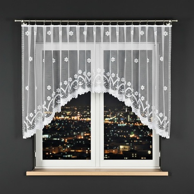 Dekorační oblouková krátká záclona na žabky FLORENTYNA 120 bílá 330x120 cm MyBestHome