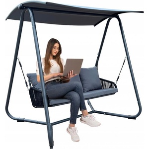 Chomik Градинска люлка с плетени подлакътници - антрацит Premium 180x139x185cm 62117 (KRE3149)