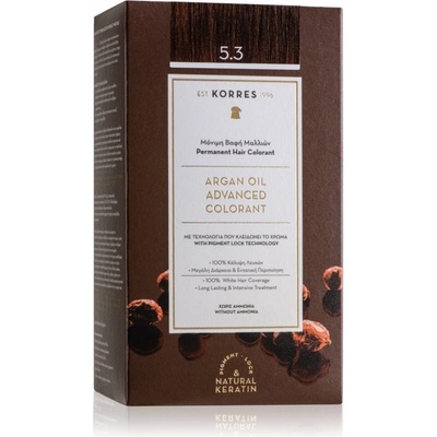 Korres Argan Oil barva na vlasy s arganovým olejem 5.3 Golden / Honey Light Brown