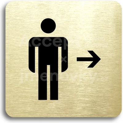 ACCEPT Piktogram WC muži vpravo - zlatá tabulka - černý tisk bez rámečku