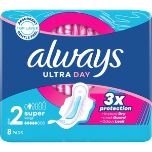 Always Превръзки Ultra Day с крилца, размер 2, 8 бр (3078482)