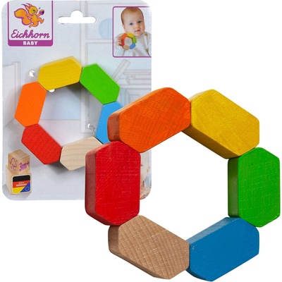Eichhorn Dřevěné chrastítko Grasping Hexagon Baby šestiúhelník