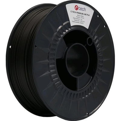 C-Tech 3DF-P-PLA1.75-CRB 3D филамент, PREMIUM LINE, PLA, въглерод, 1, 75mm, 1kg (3DF-P-PLA1.75-CRB)