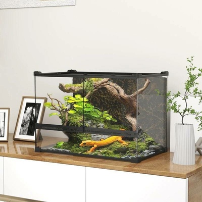 PawHut skleněné terárium pro plazy s přední ventilací 50 x 30 x 35 cm
