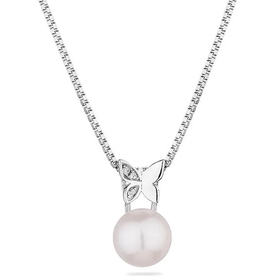 Swan Сребърно колие със сладководна бяла перла и циркони CAA087NW Swan