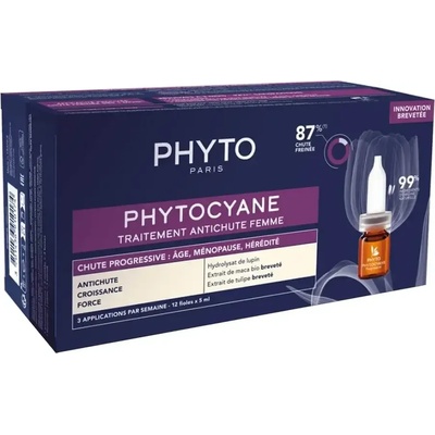PHYTO Ампули против косопад за жени , Phyto Phytocyane Anti-Hair Loss Treatment for Women for Progressive Hair Loss 12amp x 5ml