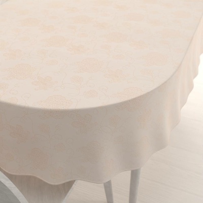 Biante Teflonový oválný ubrus TF-099 Zlaté květované ornamenty na béžovém 140x160 cm