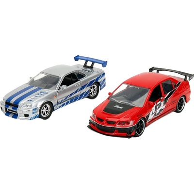 Jada Toys Метални колички Jada Toys Fast & Furious Legacy - Mitsubishi Lancer Evolution IX/Nissan Skyline GT-R, 1: 32 (9334256314R00)