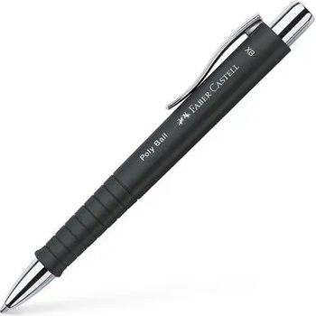 Faber-Castell Химикалка, 0, 7 мм, с бутон, черен корпус, FABER-CASTELL "Poly Ball", синя 241153 (241153)