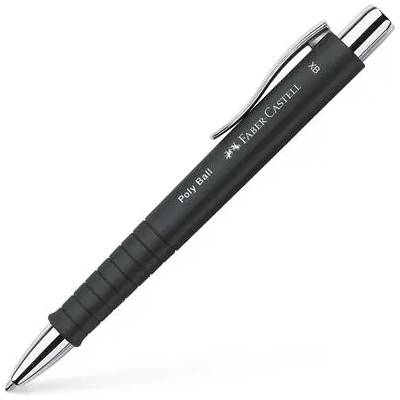 Faber-Castell Химикалка, 0, 7 мм, с бутон, черен корпус, FABER-CASTELL "Poly Ball", синя 241153 (241153)
