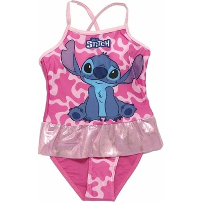 Difuzed Dievčenské jednodielne plavky Lilo & Stitch s volánikom Svetlo ružová