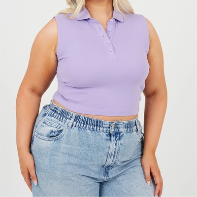 Brave Soul Дамски потник Brave Soul Womens Plus Size Vest with Collar and Buttons - Violet
