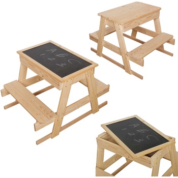 Pepita Garden Многофункционална детска маса със стол и дъска за рисуване - кафяво (W08G434)