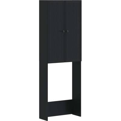 vidaXL Тоалетна Шкаф EDE Черно 66 x 25, 5 x 190 см Инженерна дървесина (896036)