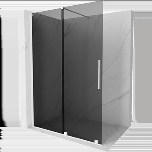 Mexen Velar плъзгаща душ преграда Walk-in 140 x 200 см, графит 8 мм, бяла - 871-140-000-43-20 (871-140-000-43-20)