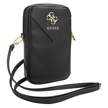 Guess PU Grained 4G Metal Logo Wallet Phone Bag Zipper čierne