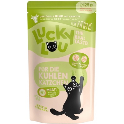 Lucky Lou Kitten drůbež s hovězím a mrkví 125 g
