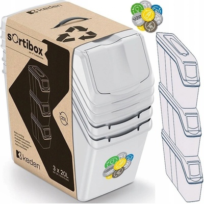 Sortibox Kôš na triedený odpad 3 x 20 l popolavo šedý