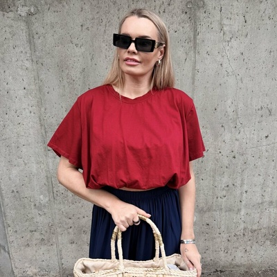 Luxianna balónové tričko Burgundy červené