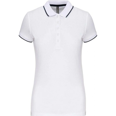 Kariban K252 Dámske kontrastné piqué polo biela modrá Navy biela