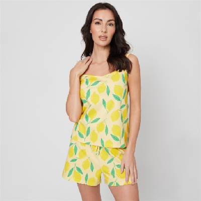 Be You Пижама Be You Jersey Lemon Printed Cami Shortie Pyjama Set - Yellow