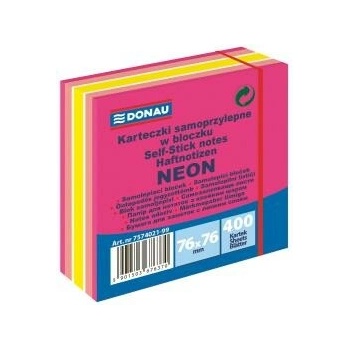 DONAU Bloček Donau 76x76mm 400l neónová ružová