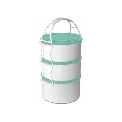Plastový obedár 2x1,3l + 1,7l MIX farieb viečok